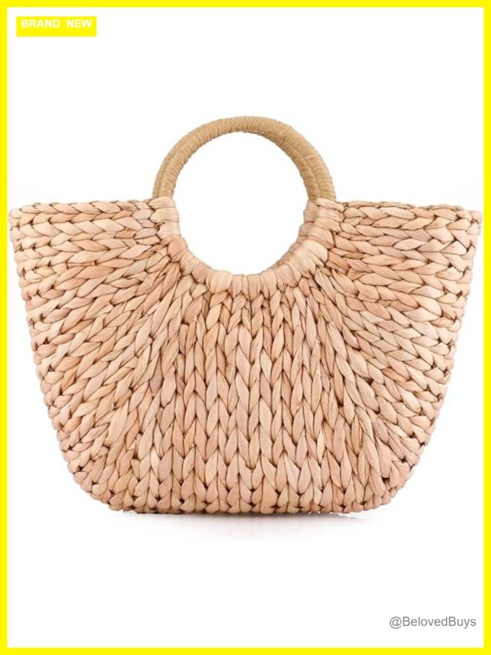 Handwoven Summer Rattan Straw Tote Bag Beach Straw Bag Shopper - Picture 1 of 7